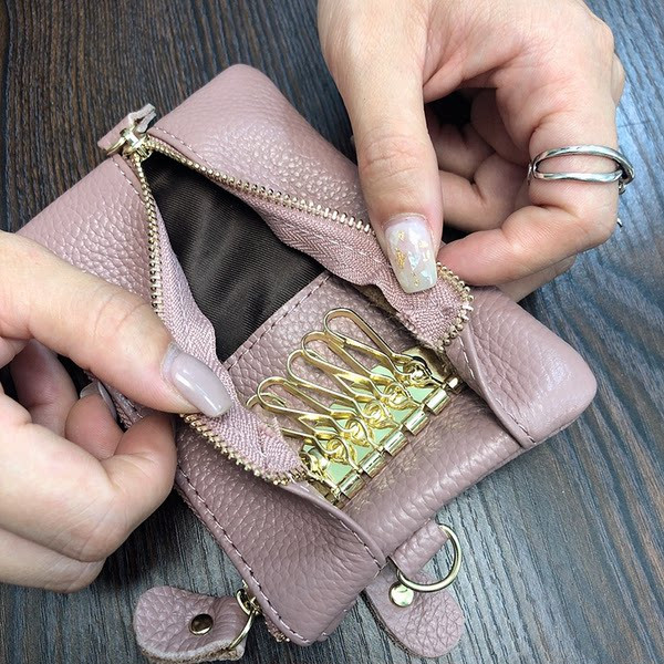 Γυναικείο έκο δερμάτινο πορτοφόλι με φερμουάρ και λαβή