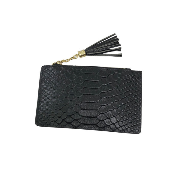 Sieviešu ādas somiņa ar rāvējslēdzēju un pušķi