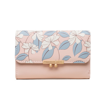 Sieviešu maks ar ziedu rakstu un metāla aizdari