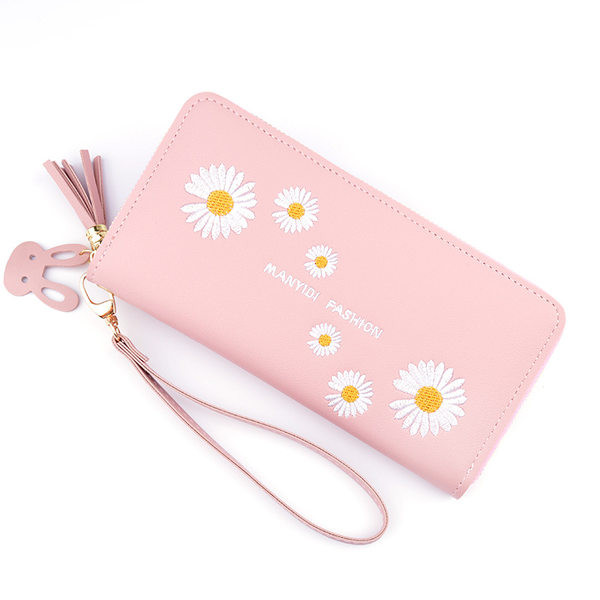 Νέο μοντέλο πορτοφόλι με κεντημένα λουλούδια και κοντή λαβή