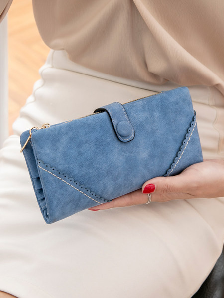 Portofel de dama model nou din piele ecologica cu buzunar pentru monede si inchidere metalica