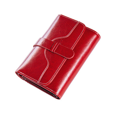 Γυναικείο πορτοφόλι από οικολογικό δερμάτινο απλό μοντέλο με μεταλλική στερέωση