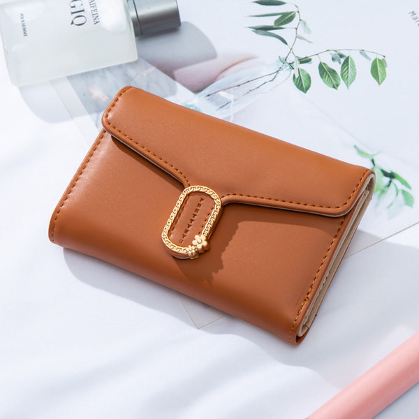 Γυναικείο έκο δερμάτινο πορτοφόλι με μεταλλική διακόσμηση - διάφορα χρώματα