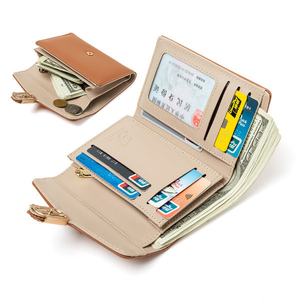 Γυναικείο έκο δερμάτινο πορτοφόλι με μεταλλική διακόσμηση - διάφορα χρώματα