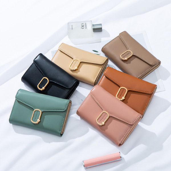 Γυναικείο έκο δερμάτινο πορτοφόλι με μεταλλική διακόσμηση - διάφορα χρώματα