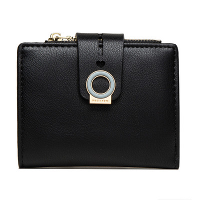 Γυναικείο έκο δερμάτινο πορτοφόλι με φερμουάρ και μεταλλικό στοιχείο