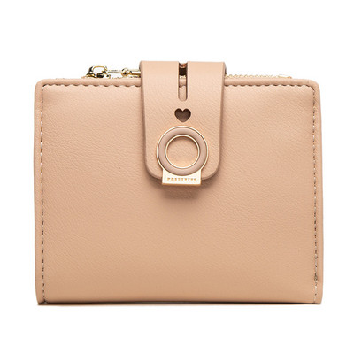 Γυναικείο έκο δερμάτινο πορτοφόλι με φερμουάρ και μεταλλικό στοιχείο