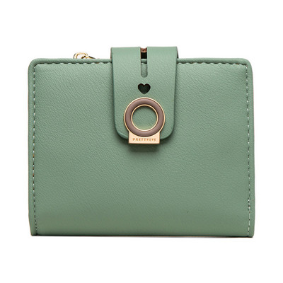 Γυναικείο έκο δερμάτινο πορτοφόλι με φερμουάρ και μεταλλικό στοιχείο