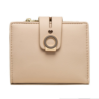 Γυναικείο έκο δερμάτινο πορτοφόλι με φερμουάρ και μεταλλικό στοιχείο