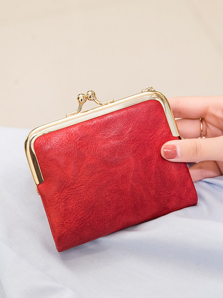 Γυναικείο ρετρό δερμάτινο πορτοφόλι με μεταλλικό κούμπωμα - πολλά διαμερίσματα