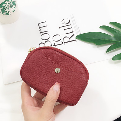 Γυναικείο έκο δερμάτινο πορτοφόλι με κουμπί και φερμουάρ