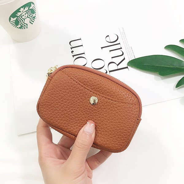 Γυναικείο έκο δερμάτινο πορτοφόλι με κουμπί και φερμουάρ