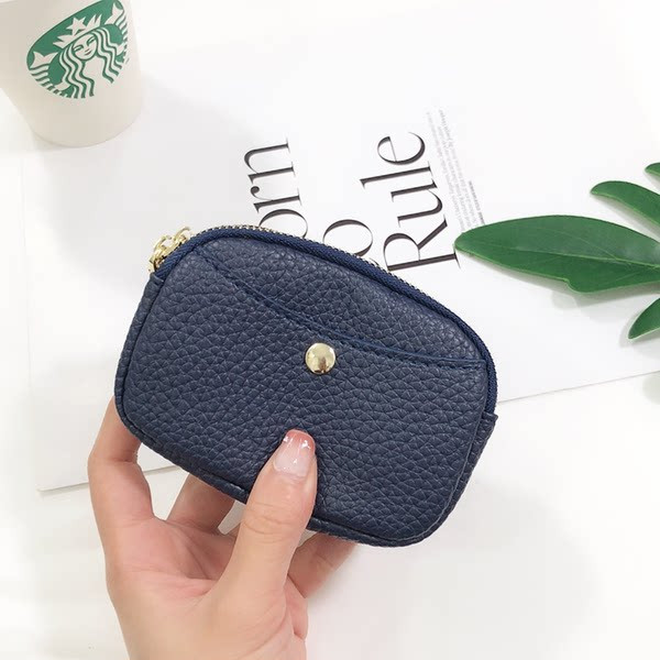 Γυναικείο έκο δερμάτινο πορτοφόλι με κουμπί και φερμουάρ