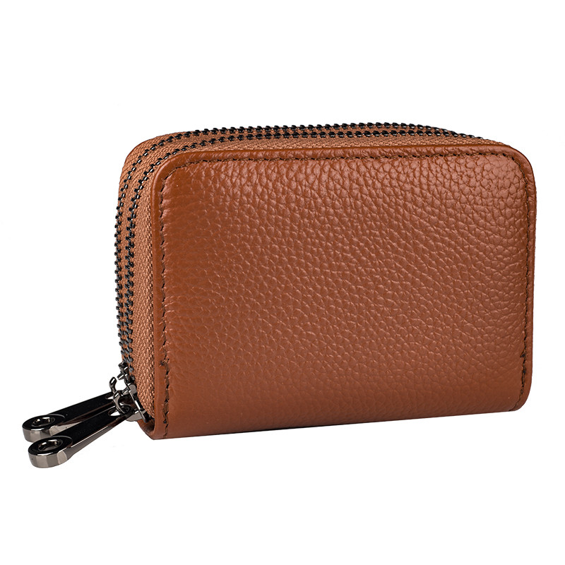 Dámska kožená peňaženka so zipsom a dvoma priehradkami