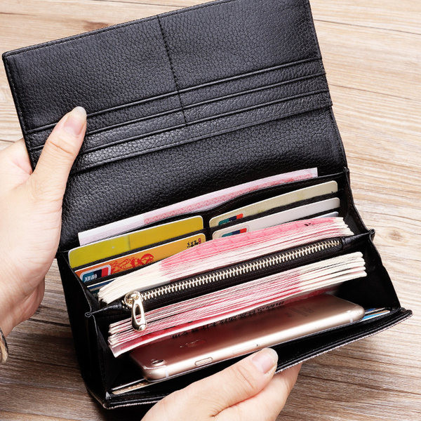 Γυναικείο έκο δερμάτινο πορτοφόλι με μεταλλικό κούμπωμα