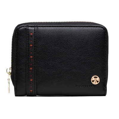 Sieviešu ādas maks ar rāvējslēdzēju un metāla elementu