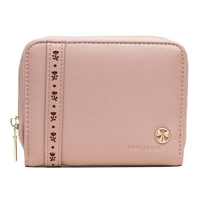 Sieviešu ādas maks ar rāvējslēdzēju un metāla elementu