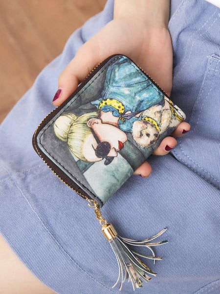 Neliels sieviešu maks ar aplikāciju un dokumentu nodalījumiem