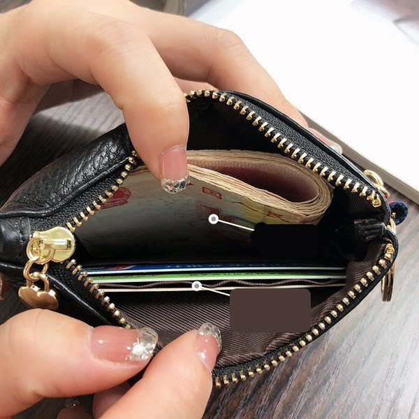 Mini portofel de dama pentru monede cu fermoar