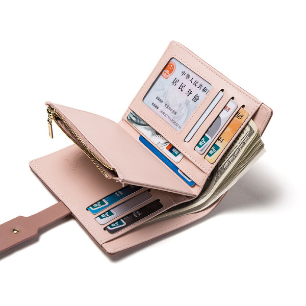 Sieviešu ādas maks ar krāsainām pogām un monētu nodalījumu