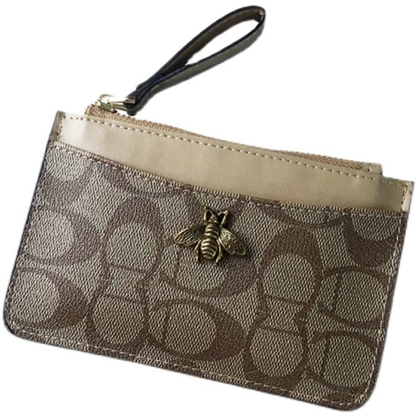 Mini portofel de dama cu fermoar si decor metalic