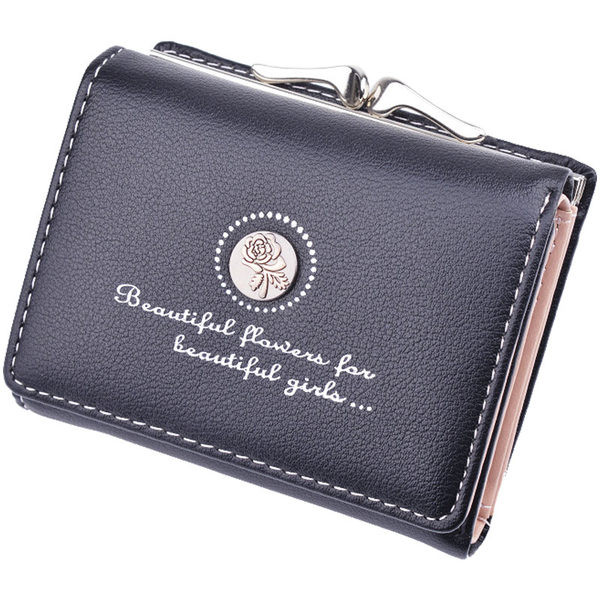 Neliela sieviešu somiņa ar metāla aizdari un uzrakstu