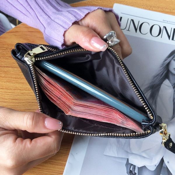 Sieviešu ādas maks ar diviem nodalījumiem un rāvējslēdzēju