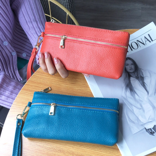 Sieviešu ādas maks ar diviem nodalījumiem un rāvējslēdzēju