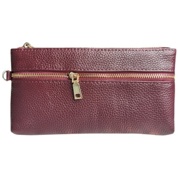 Sieviešu ādas maks ar diviem nodalījumiem un rāvējslēdzēju