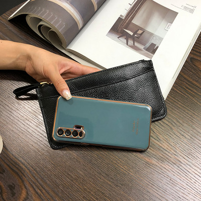 Sieviešu moderns ādas maks ar rokturi un rāvējslēdzēju