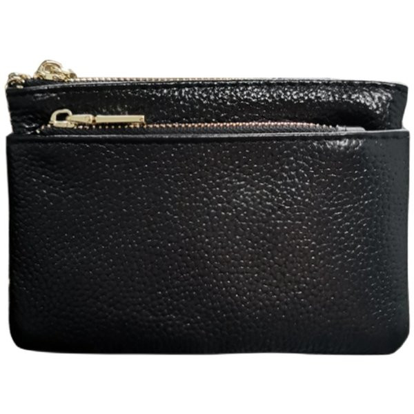 Moteriška odinė piniginė su užtrauktukais - kelių spalvų