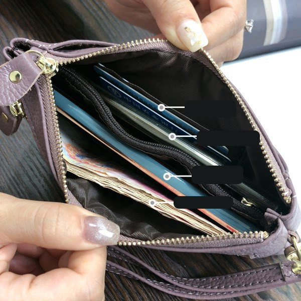 Portofel de dama cu fermoar si maner din piele ecologica