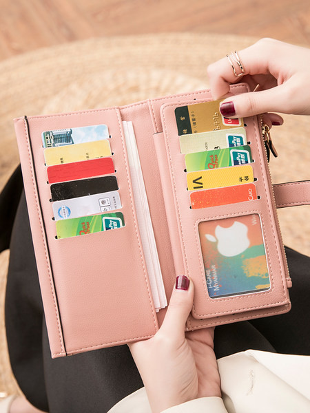 Portofel de dama model nou din piele cu buzunar pentru monede si mai multe compartimente pentru carduri de debit