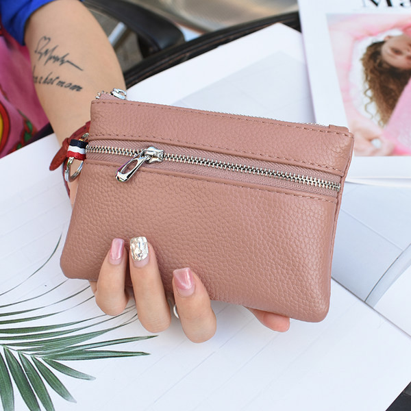 Sieviešu ādas maks ar rāvējslēdzēju