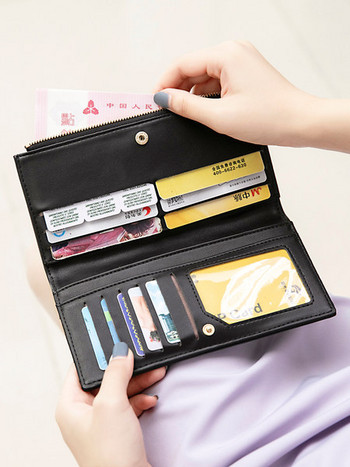 Дамски портфейл с цип и метално закопчаване-няколко цвята