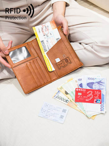 Многофункционален дамски портфейл с отделения за документи и джоб за монети