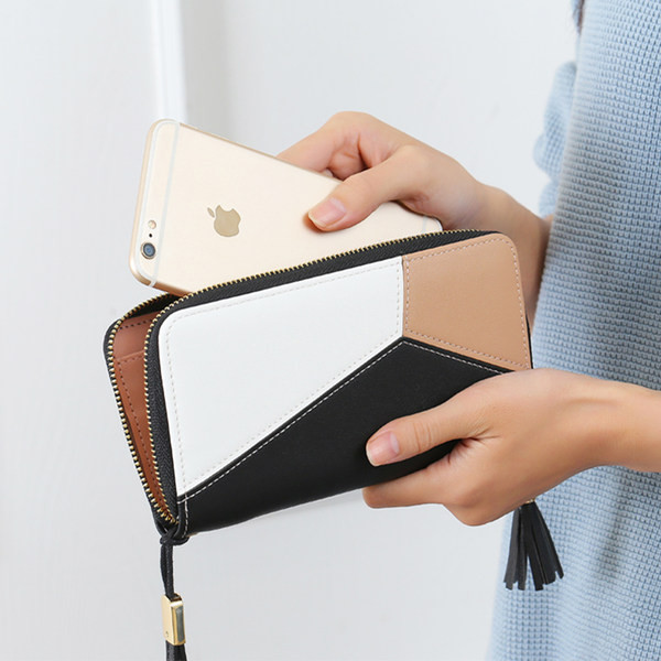 Sieviešu maks ar rāvējslēdzēju un monētu kabatu - eko āda