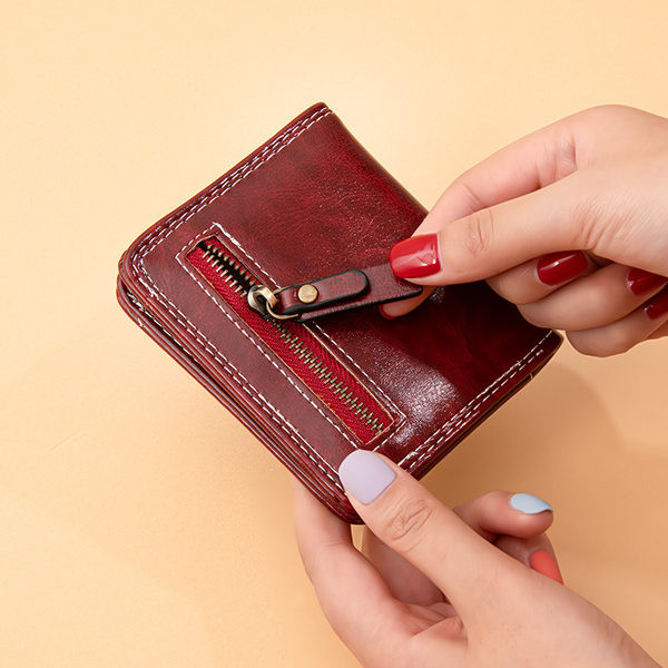 Portofel de dama din piele cu compartiment pentru carduri