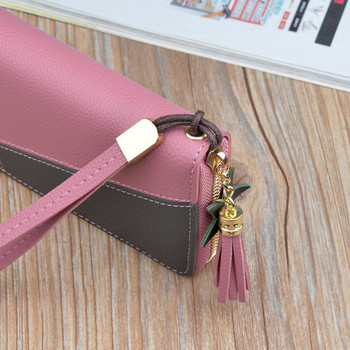 Цветен дамски портфейл с дръжка за ръка -изкуствена кожа