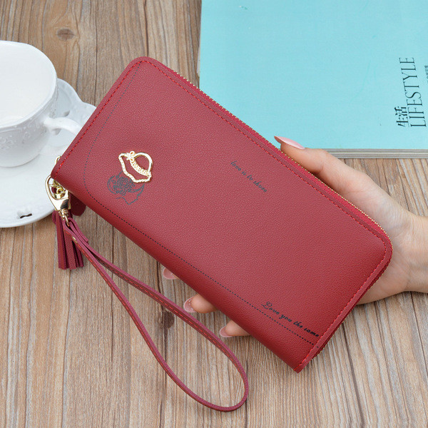 Portofel de dama din piele model nou cu maner de mana