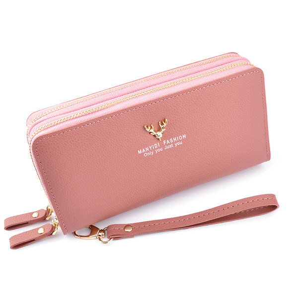 Portofel de dama cu decor metalic cerb