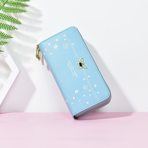 Sieviešu maks ar diviem rāvējslēdzēja nodalījumiem un 3D metāla apdari