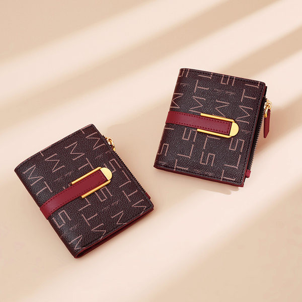 Daudzfunkcionāls mini sieviešu maks ar metāla aizdari un monētu kabatu