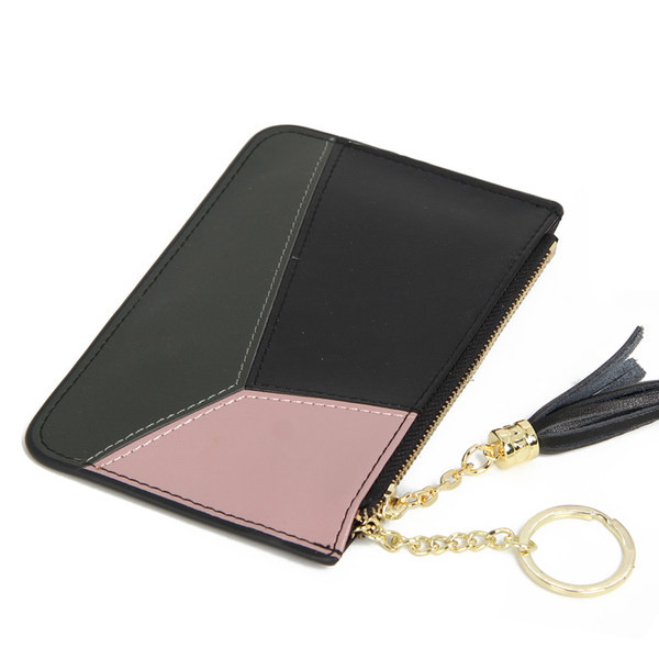 Portofel de dama subtire din piele cu lant metalic