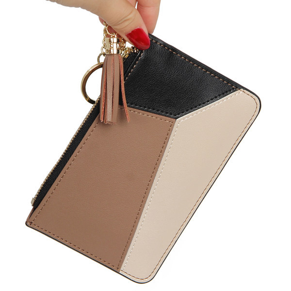 Portofel de dama subtire din piele cu lant metalic