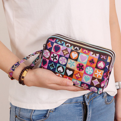 Portofel de dama colorat cu maner si fermoar