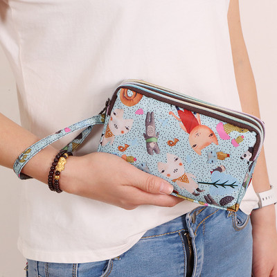 Portofel de dama colorat cu maner si fermoar