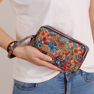 Portofel de dama colorat cu maner si fermoar