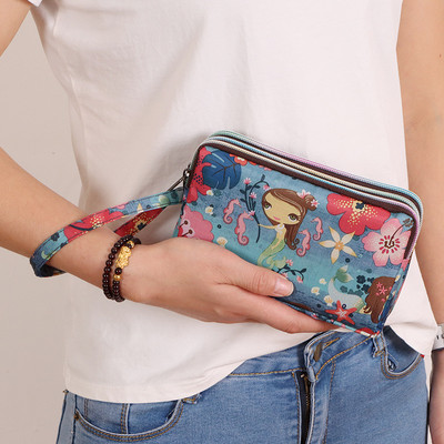 Portofel de dama colorat cu maner si fermoar