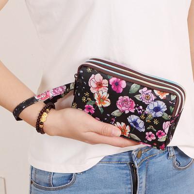 Portofel de dama colorat cu maner si fermoar